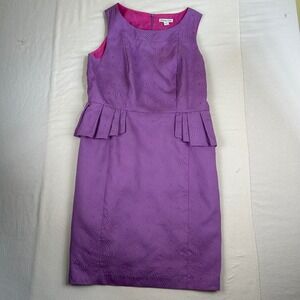 Coldwater Creek Purple Textured Peplum Sheath Dress Size 16 Easter Spring